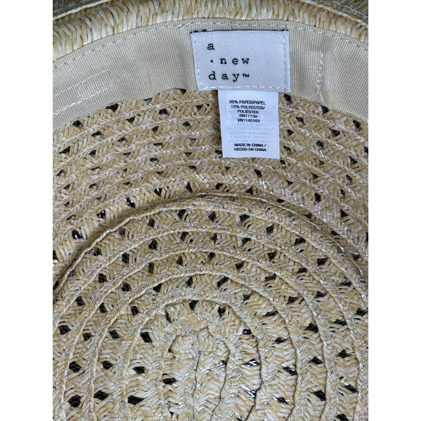 Wide-Brim Straw Sun Hat With Adjustable Fit & Fringe Detail By A New Day Natural S/M 53-57cm