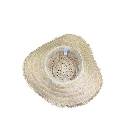 Wide-Brim Straw Sun Hat With Adjustable Fit & Fringe Detail By A New Day Natural S/M 53-57cm