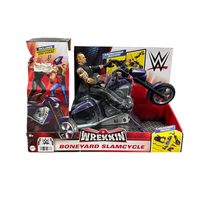 WWE Wrekkin Boneyard Slamcycle With Action Figure & Accessories 8 Breakaway Pieces Mattel Ages 6+
