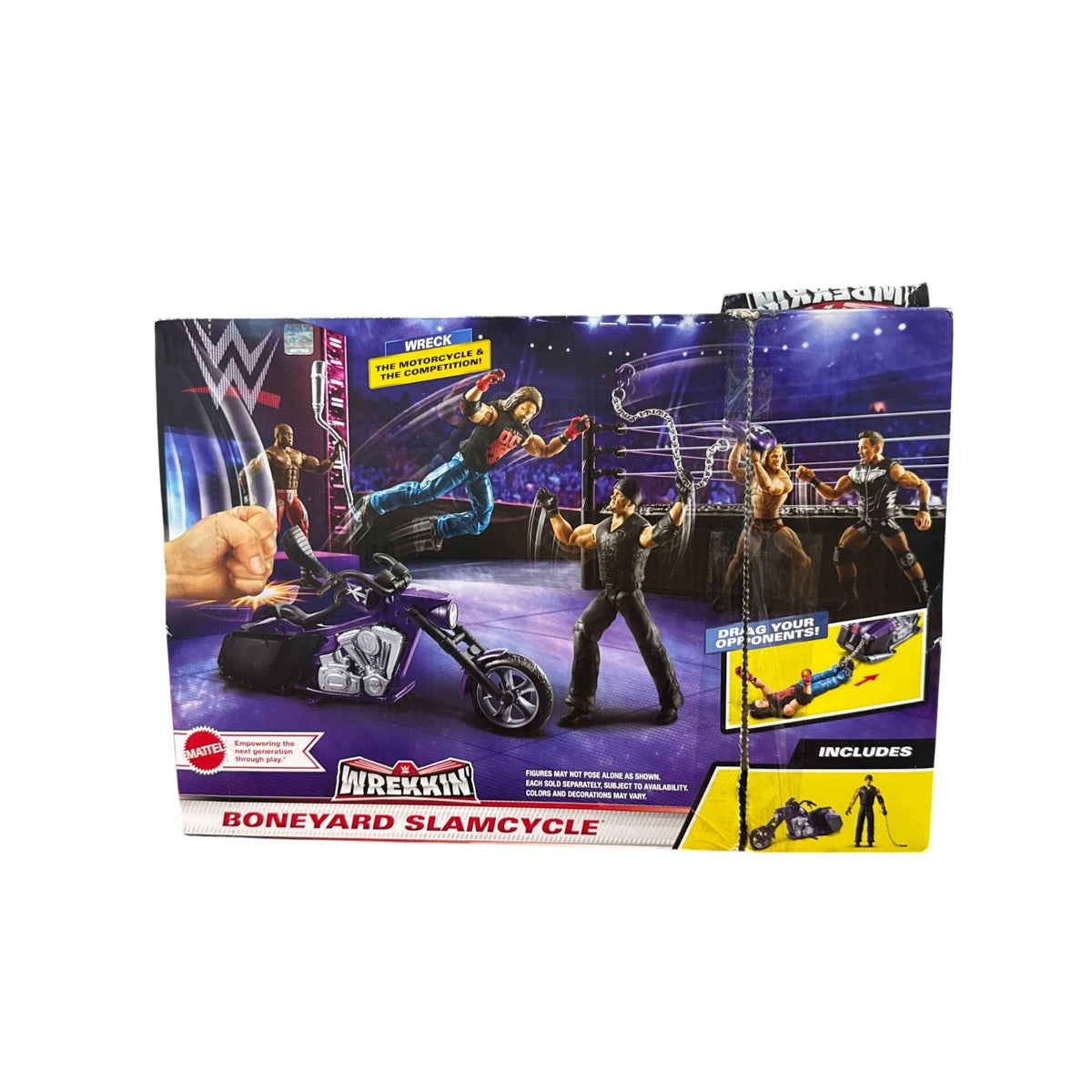 WWE Wrekkin Boneyard Slamcycle With Action Figure & Accessories 8 Breakaway Pieces Mattel Ages 6+