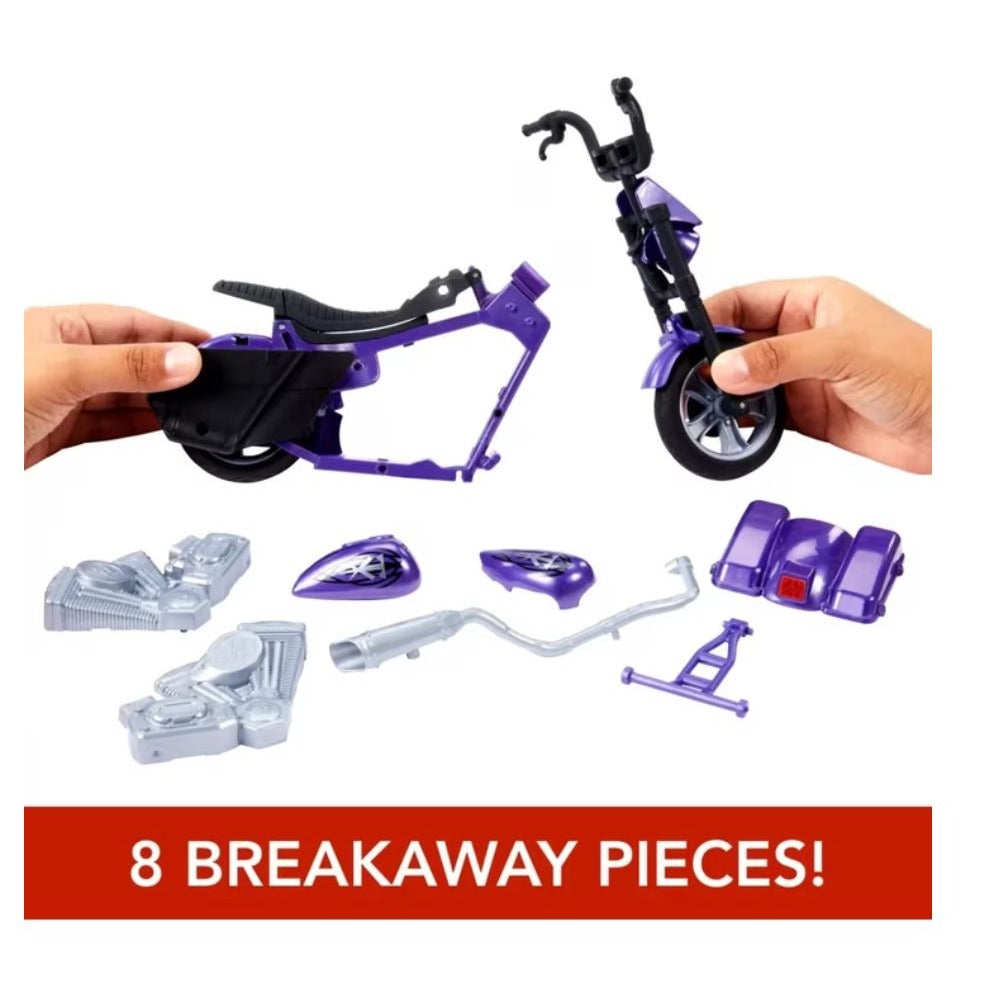WWE Wrekkin Boneyard Slamcycle With Action Figure & Accessories 8 Breakaway Pieces Mattel Ages 6+