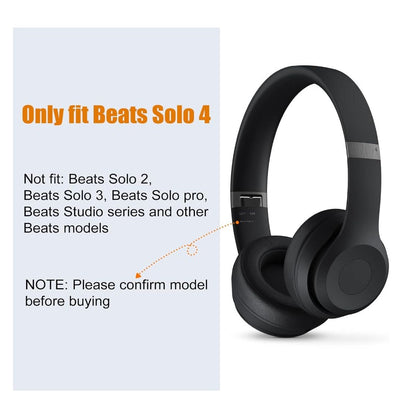 HiFan Replacement Ear Pads For Beats Solo 4 Protein Leather Soft & Durable Black