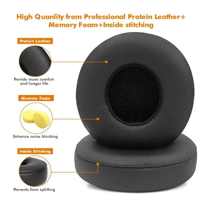 HiFan Replacement Ear Pads For Beats Solo 4 Protein Leather Soft & Durable Black