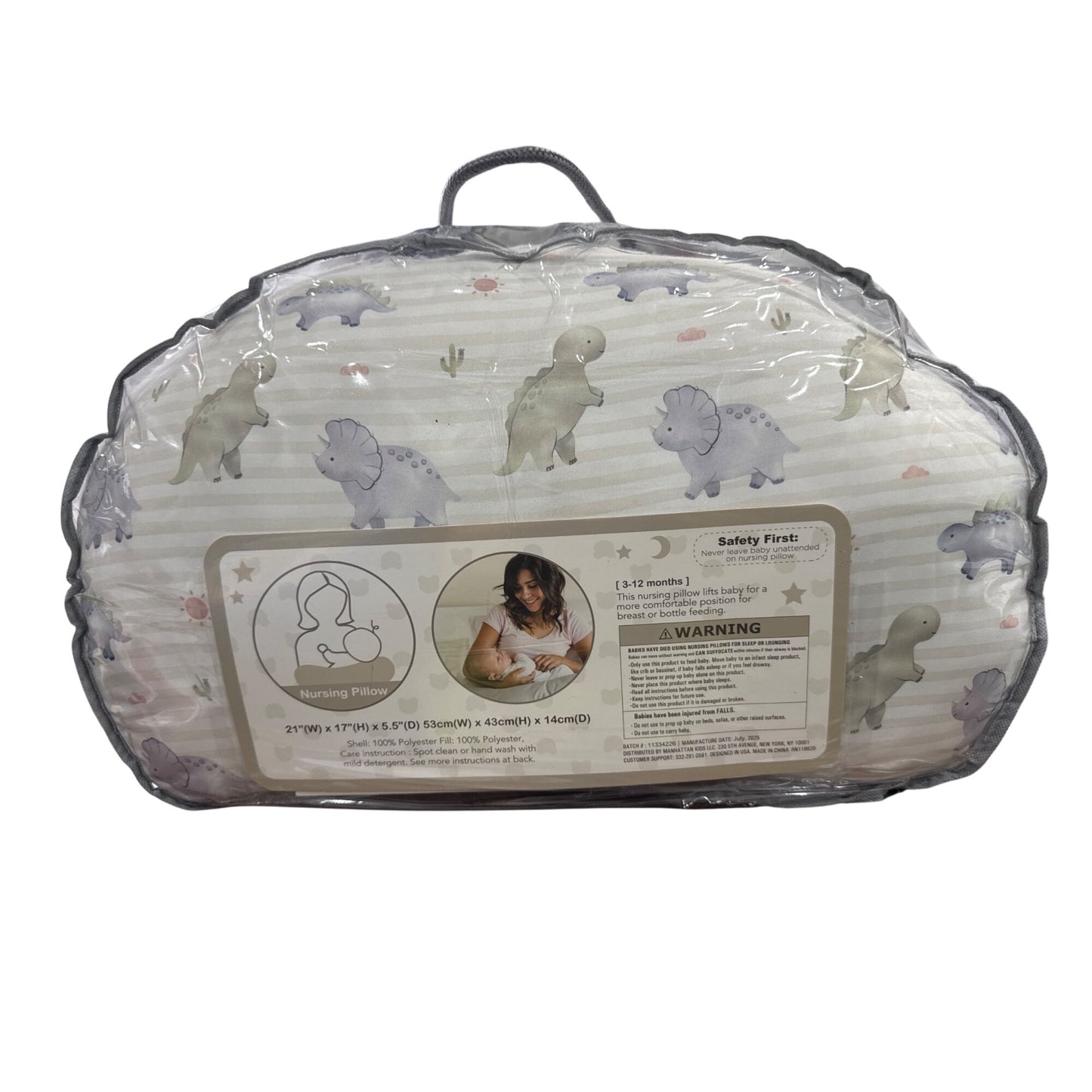 Little Wonder Dinosaur Print Feeding & Nursing Support Pillow For 3-12M Babies