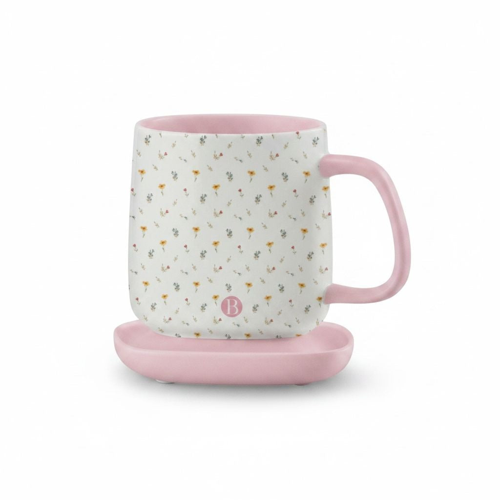USB Powered Mug Warmer Set With Ceramic Mug & Pink Warmer Plate By Bglam - Keeps Drinks At 113°F