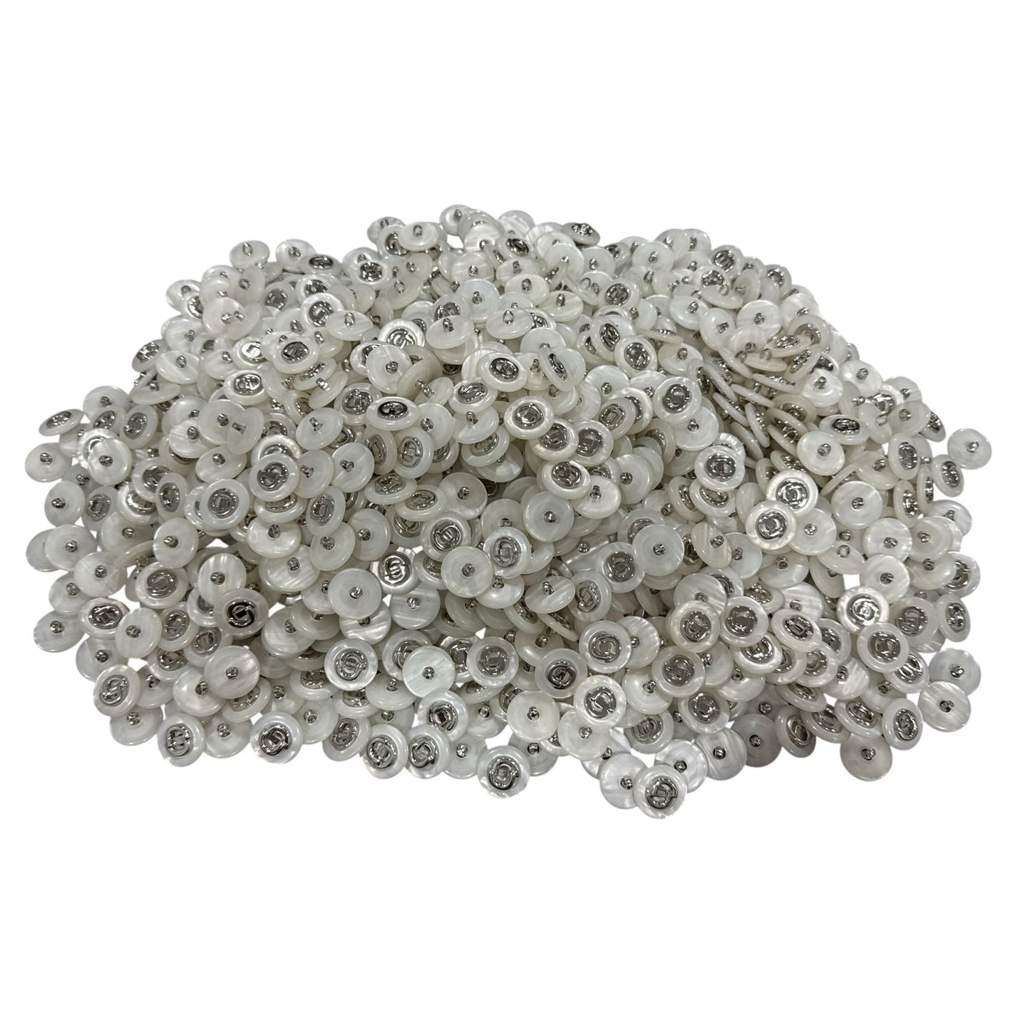 White & Silver Shank Buttons Bulk Pack - 0.5 Inch Diameter - Crafting & Sewing Supplies 900+