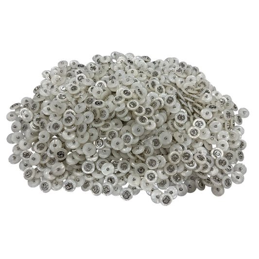 White & Silver Shank Buttons Bulk Pack - 0.5 Inch Diameter - Crafting & Sewing Supplies 900+