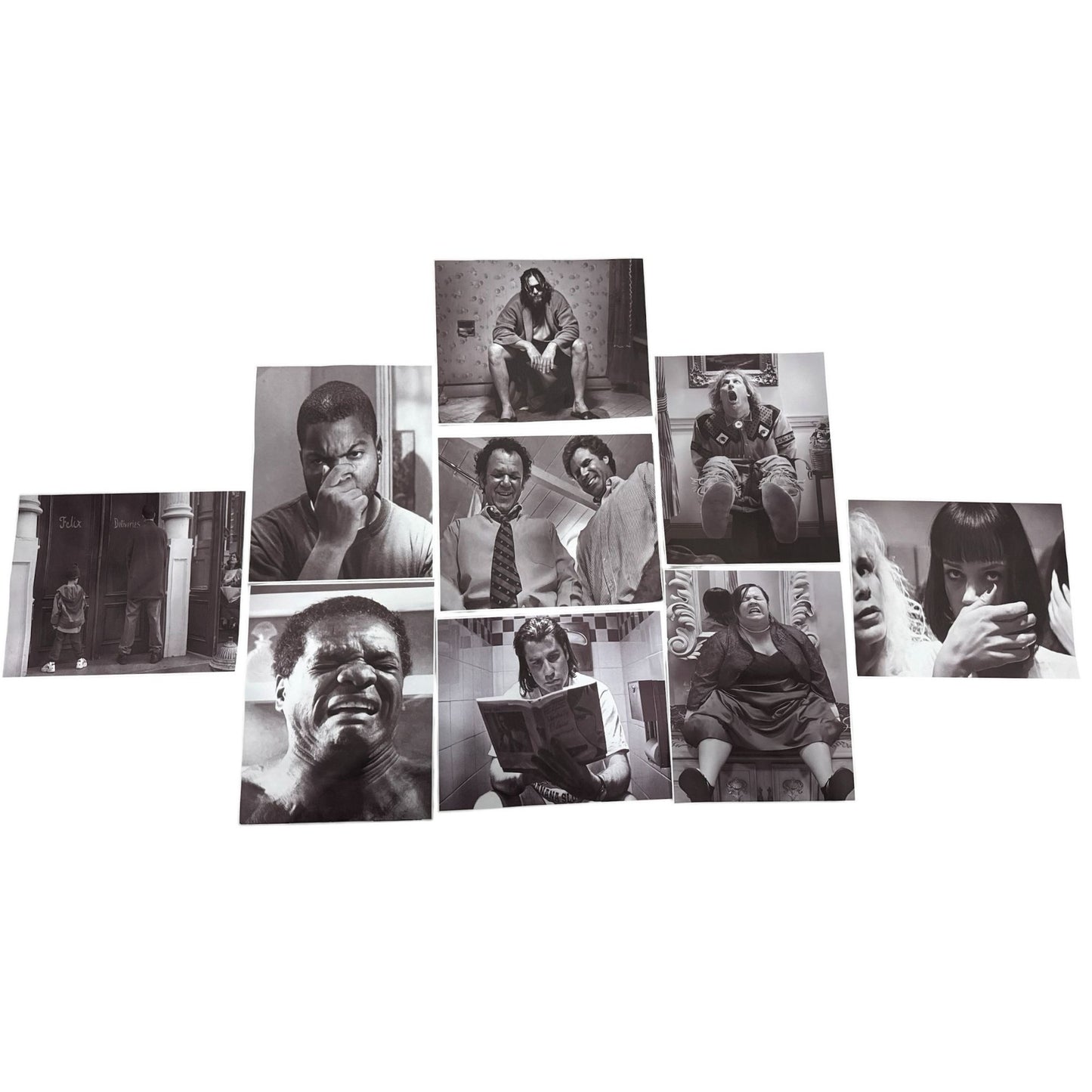 9pcs Funny Bathroom Wall Art Prints 8x10 Inches Unframed Black & White Humorous Restroom Decor