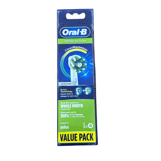 Oral-B Cross Action Clean Maximiser Electric Toothbrush Replacement Heads Value Pack - 1x4