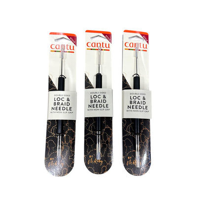 Cantu Double-Sided Loc & Braid Needle With Non-Slip Grip Durable Steel Styling Tool(3 pack)