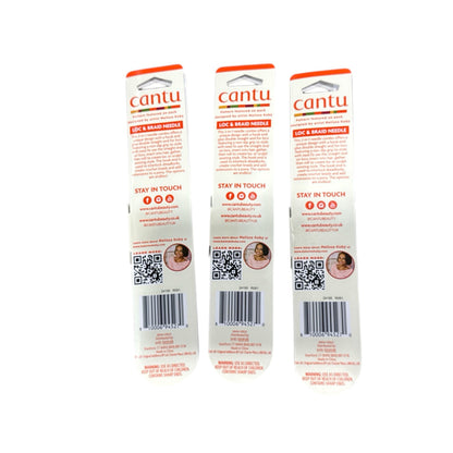 Cantu Double-Sided Loc & Braid Needle With Non-Slip Grip Durable Steel Styling Tool(3 pack)