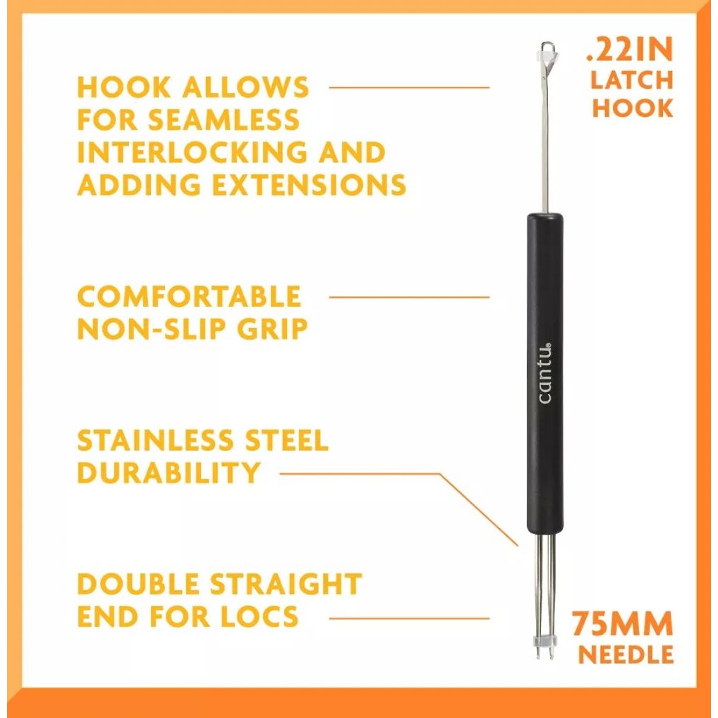 Cantu Double-Sided Loc & Braid Needle With Non-Slip Grip Durable Steel Styling Tool(3 pack)