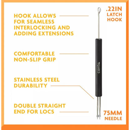 Cantu Double-Sided Loc & Braid Needle With Non-Slip Grip Durable Steel Styling Tool(3 pack)
