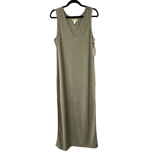 Open Edit Women's Olive Green Sleeveless Maxi Dress V-Neck Size S