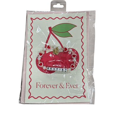 Forever & Ever "Besties" Beaded Bracelet With Heart Charms & Gold Accent New In Packaging