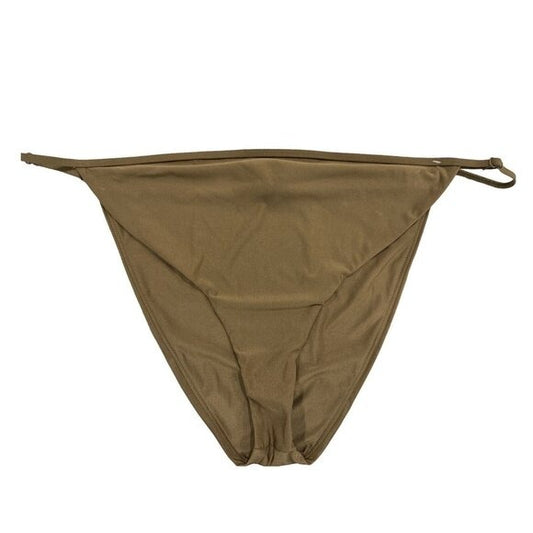 Good American Brown Side-Tie Bikini Bottom Size 7 Made In USA