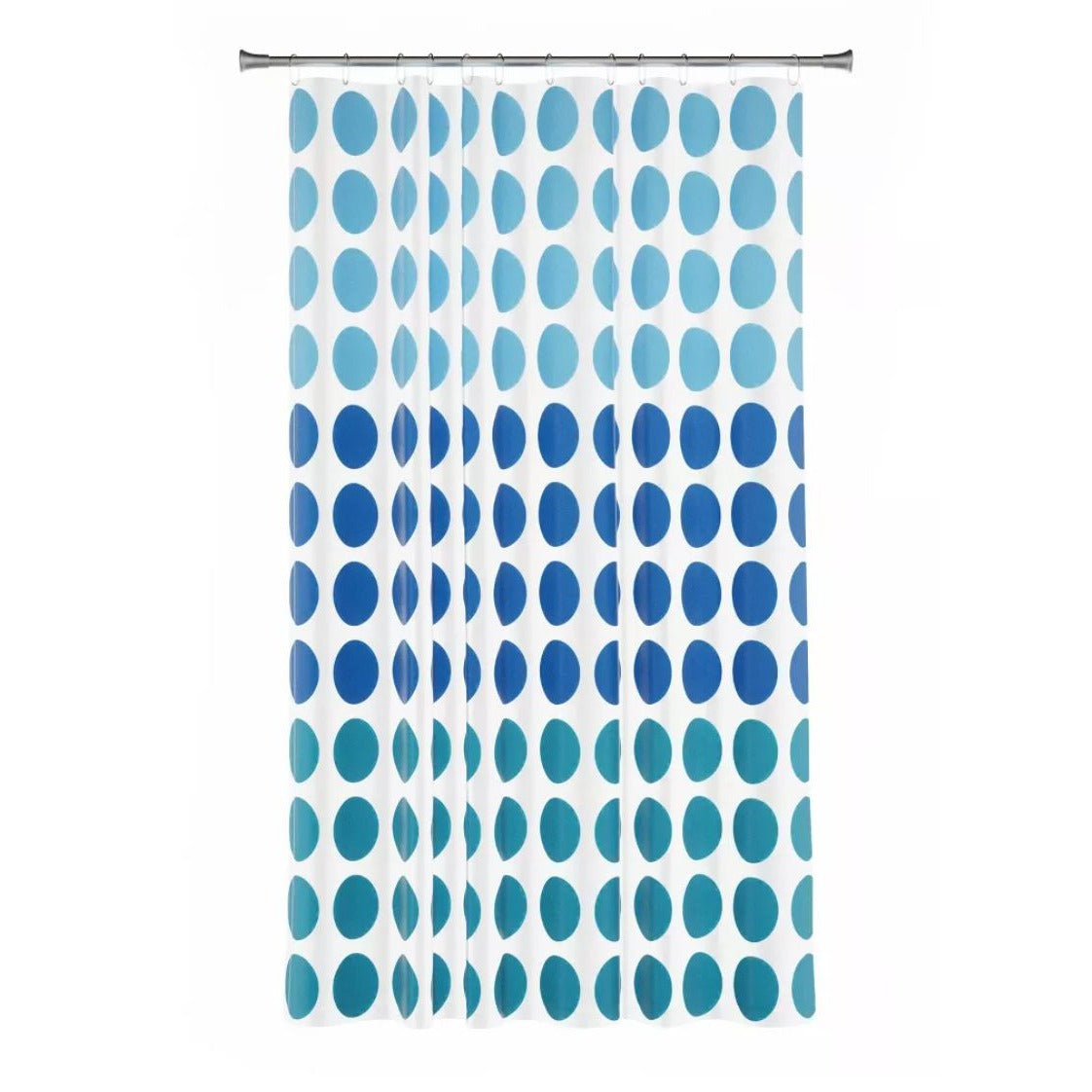 Trina Dot 13-Piece Shower Curtain Set With Hooks Blue & White Polka Dot Design