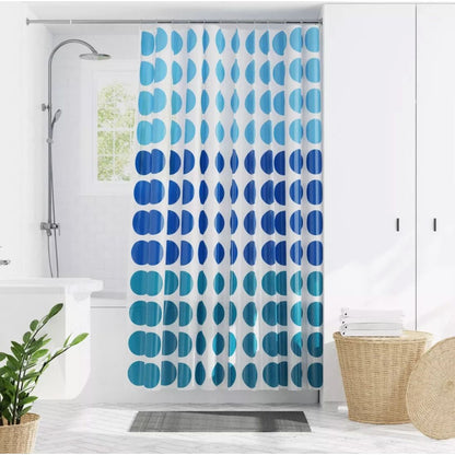 Trina Dot 13-Piece Shower Curtain Set With Hooks Blue & White Polka Dot Design