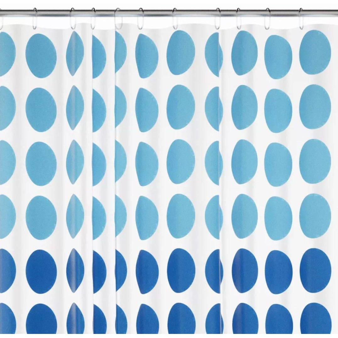 Trina Dot 13-Piece Shower Curtain Set With Hooks Blue & White Polka Dot Design