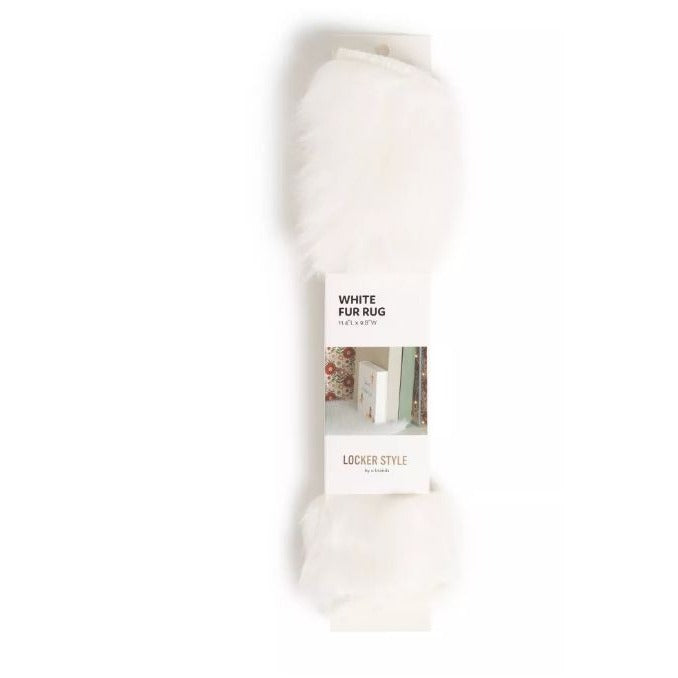 White Fur Rug 11.4"x9.8" & Disco Ball Magnets 4-Pack Locker Style By U Brands