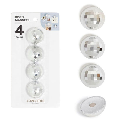 White Fur Rug 11.4"x9.8" & Disco Ball Magnets 4-Pack Locker Style By U Brands
