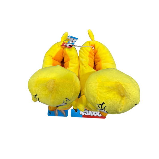 Looney Tunes Tweety Bird Plush Slippers Yellow Non-Slip Sole SMALL 5/6