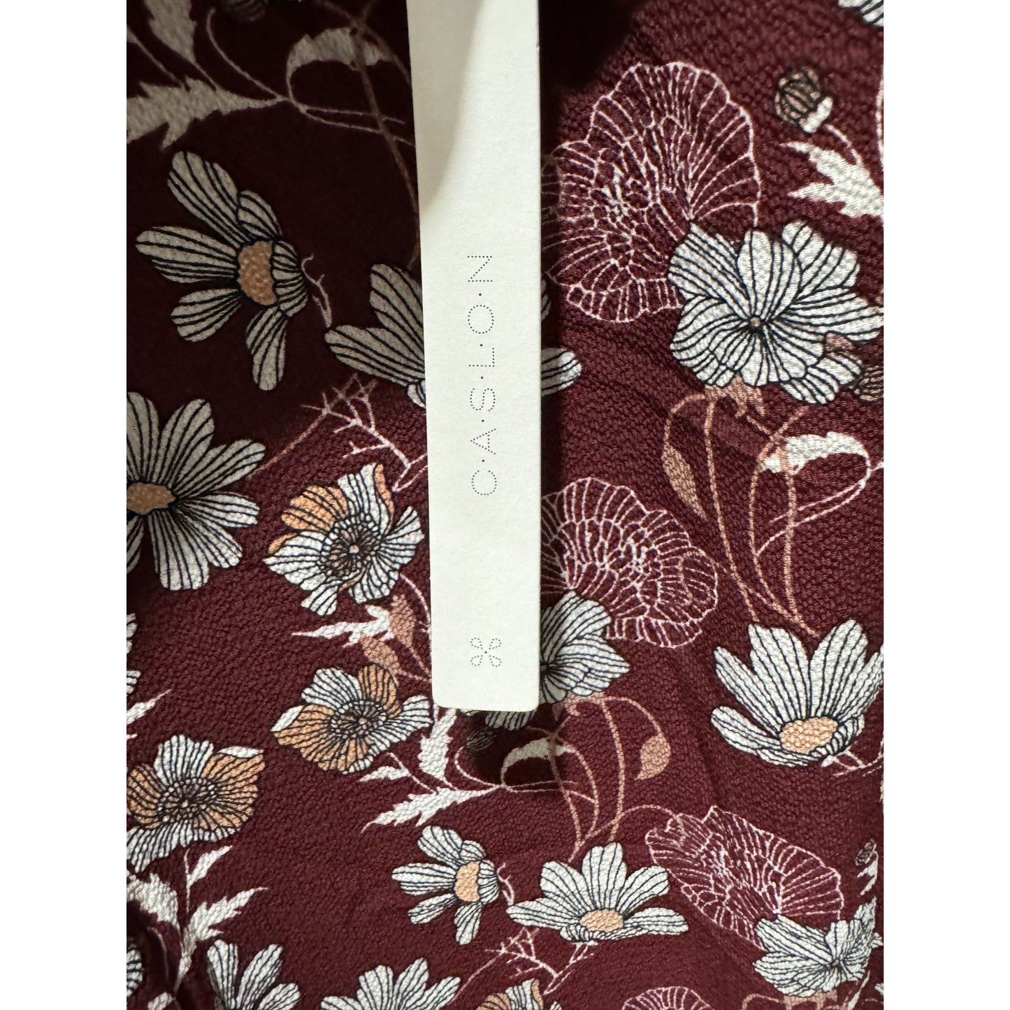 Floral Burgundy Long-Sleeve Tiered Dress By Caslon 2X Women's Lightweight Casual Style