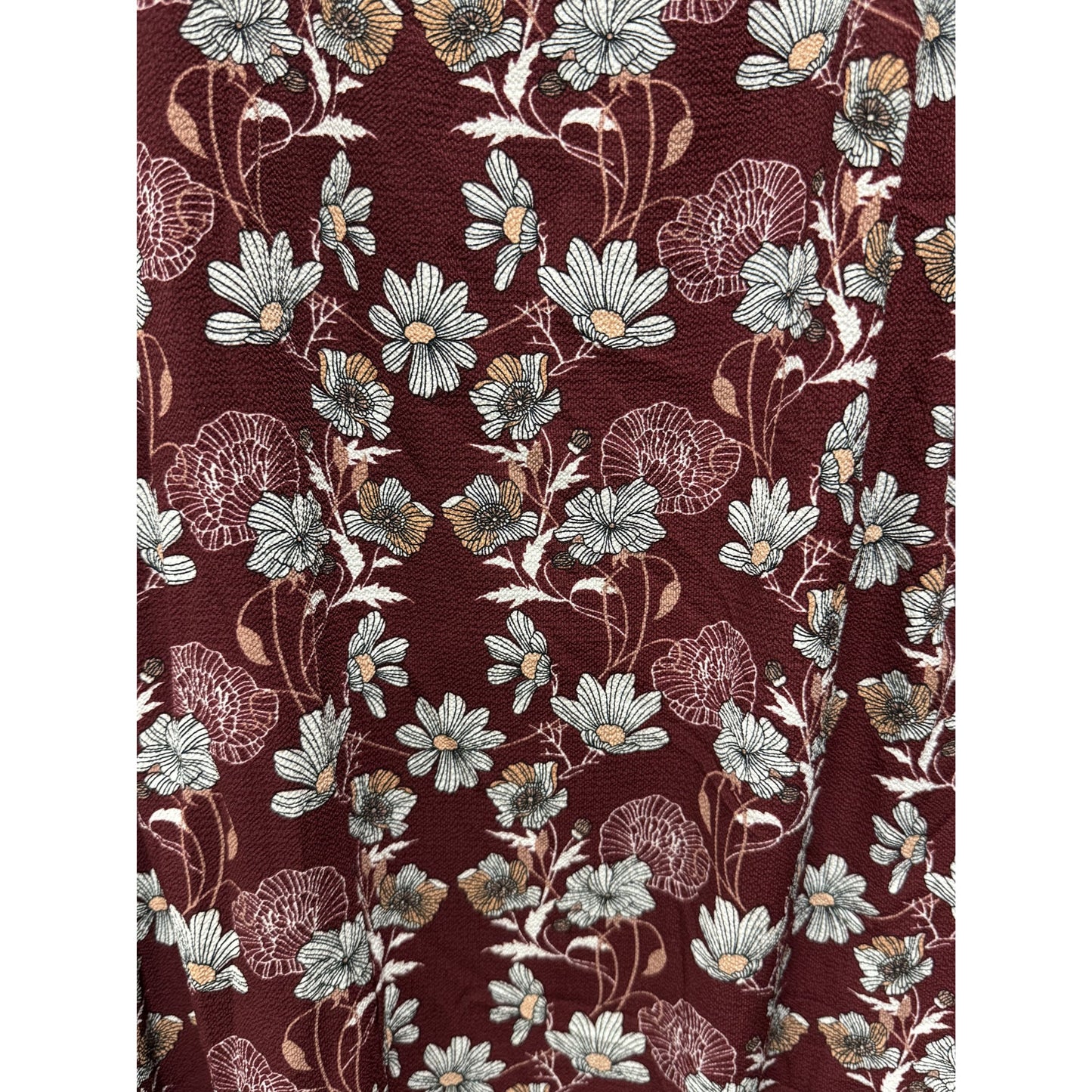 Floral Burgundy Long-Sleeve Tiered Dress By Caslon 2X Women's Lightweight Casual Style