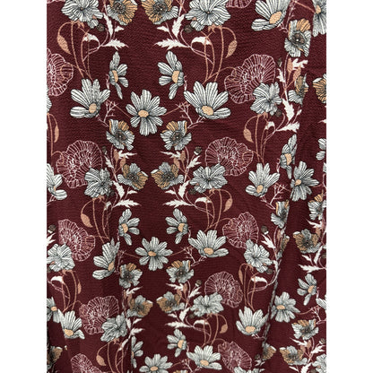 Floral Burgundy Long-Sleeve Tiered Dress By Caslon 2X Women's Lightweight Casual Style