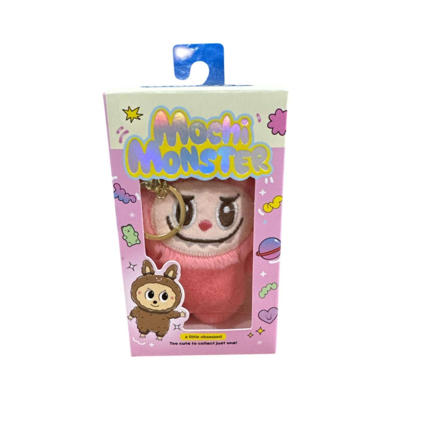 Mochi Monster Plush Charm Keychain In Pink - Fun Collectible Gift Toy