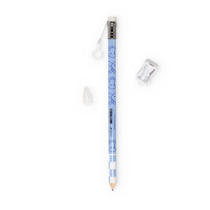 SmileyWorld Giant Pencil & Sharpener 2-Pack Blue With Checkered Smiley Face Design
