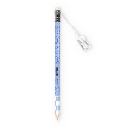 SmileyWorld Giant Pencil & Sharpener 2-Pack Blue With Checkered Smiley Face Design