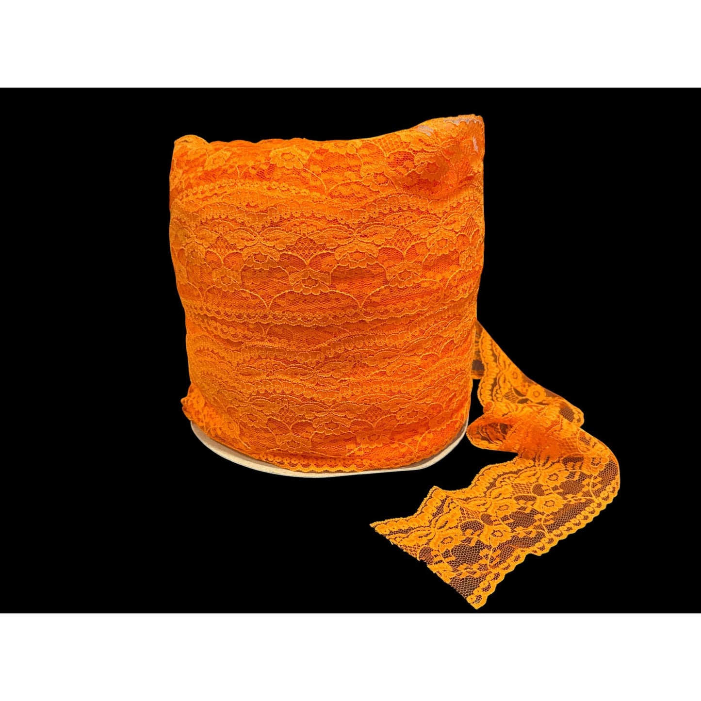 Orange Floral Lace Trim Roll 3 Inches Wide For Sewing Crafts & Decorations 100+ yards