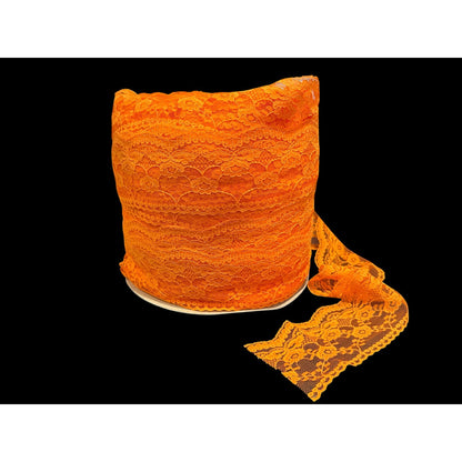 Orange Floral Lace Trim Roll 3 Inches Wide For Sewing Crafts & Decorations 100+ yards