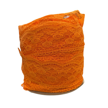 Orange Floral Lace Trim Roll 3 Inches Wide For Sewing Crafts & Decorations 100+ yards