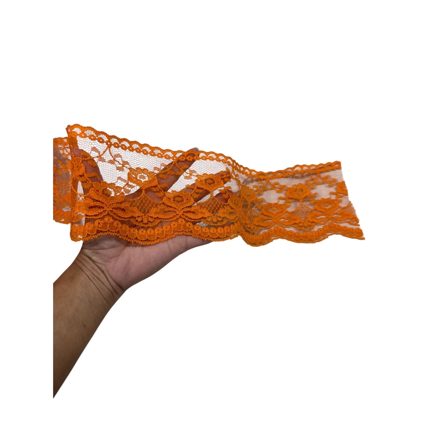 Orange Floral Lace Trim Roll 3 Inches Wide For Sewing Crafts & Decorations 100+ yards