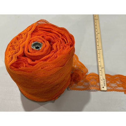 Orange Floral Lace Trim Roll 3 Inches Wide For Sewing Crafts & Decorations 100+ yards