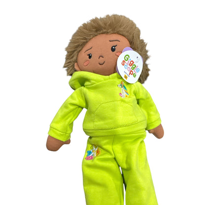 Giggle Scape 15" Soft Plush Doll In Lime Green Outfit With Purple Shoes