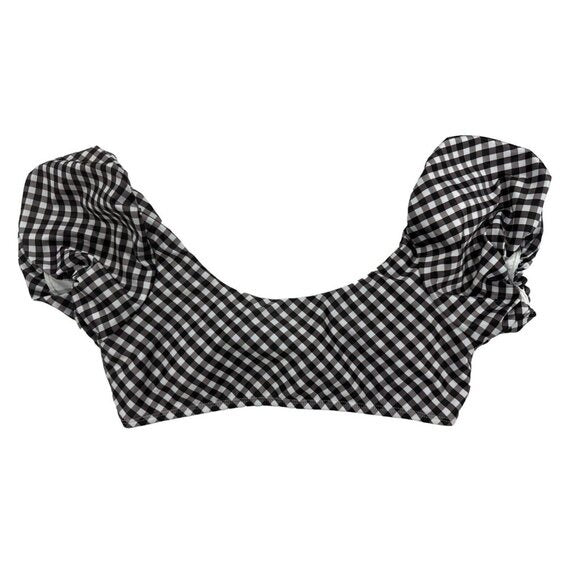 Raisins Girls Black & White Gingham Puff Sleeve Bikini Top Size 14