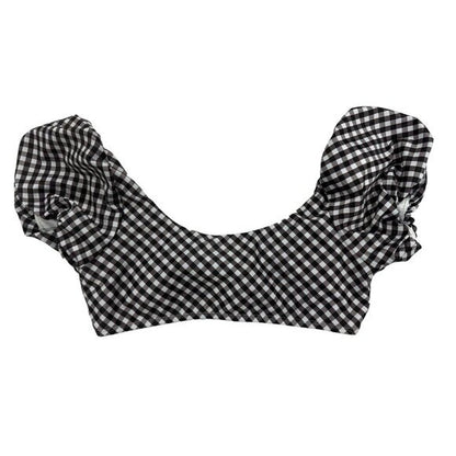 Raisins Girls Black & White Gingham Puff Sleeve Bikini Top Size 14
