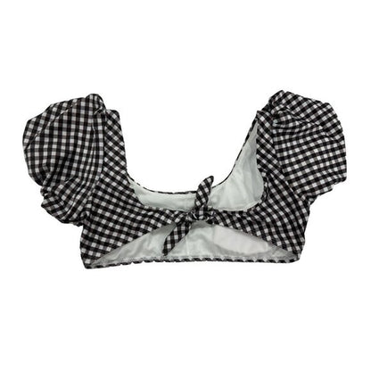 Raisins Girls Black & White Gingham Puff Sleeve Bikini Top Size 14