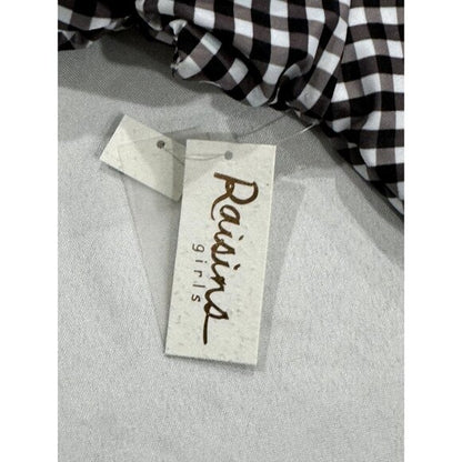 Raisins Girls Black & White Gingham Puff Sleeve Bikini Top Size 14