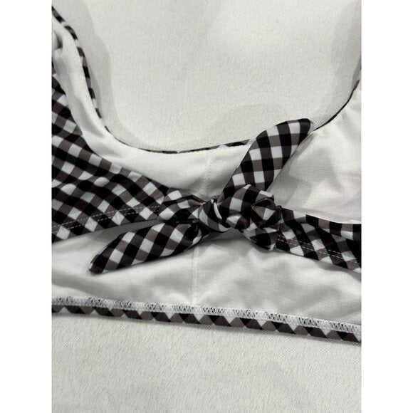 Raisins Girls Black & White Gingham Puff Sleeve Bikini Top Size 14