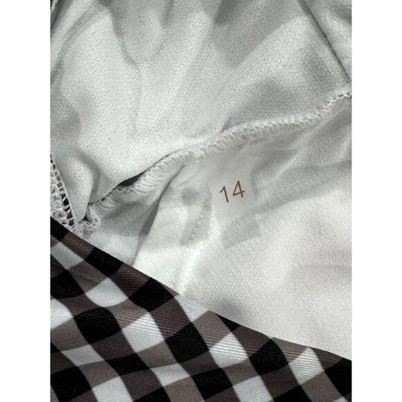 Raisins Girls Black & White Gingham Puff Sleeve Bikini Top Size 14