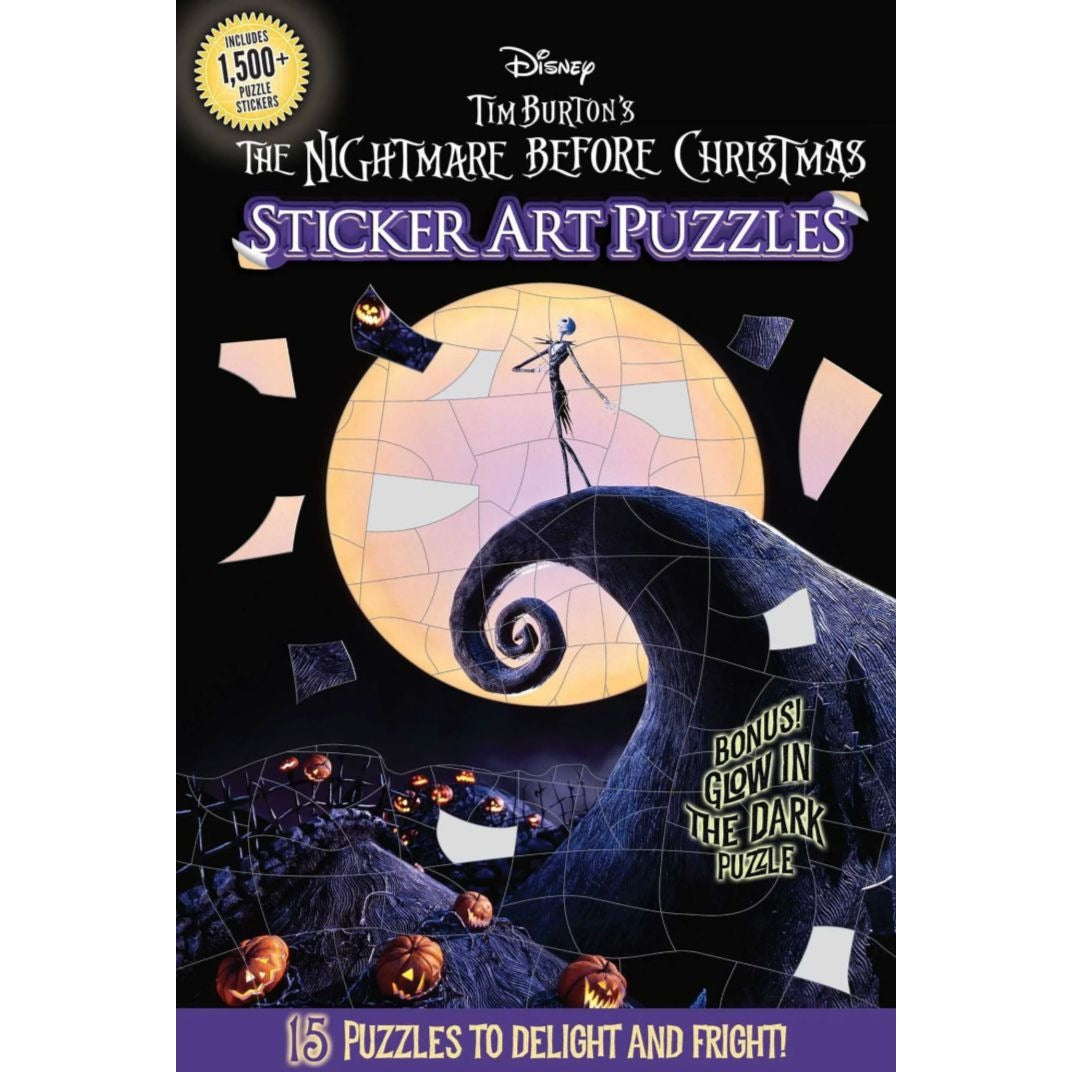 Disney The Nightmare Before Christmas Sticker Art Puzzles Book Glow-In-The-Dark Bonus 15 Puzzles & 1500+ Stickers