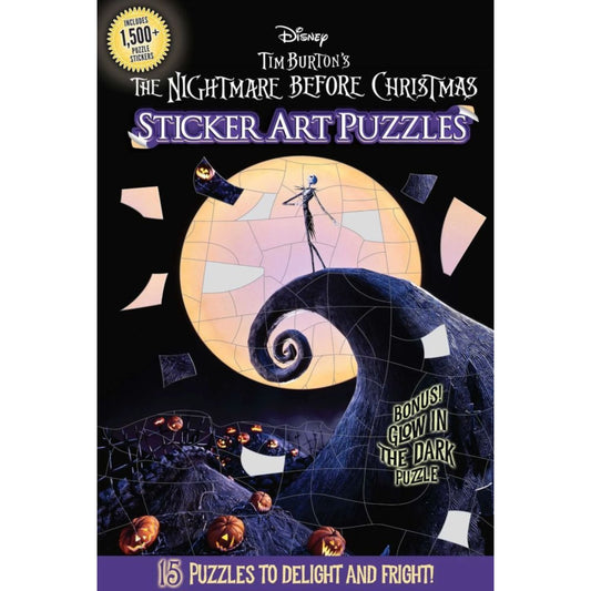 Disney The Nightmare Before Christmas Sticker Art Puzzles Book Glow-In-The-Dark Bonus 15 Puzzles & 1500+ Stickers