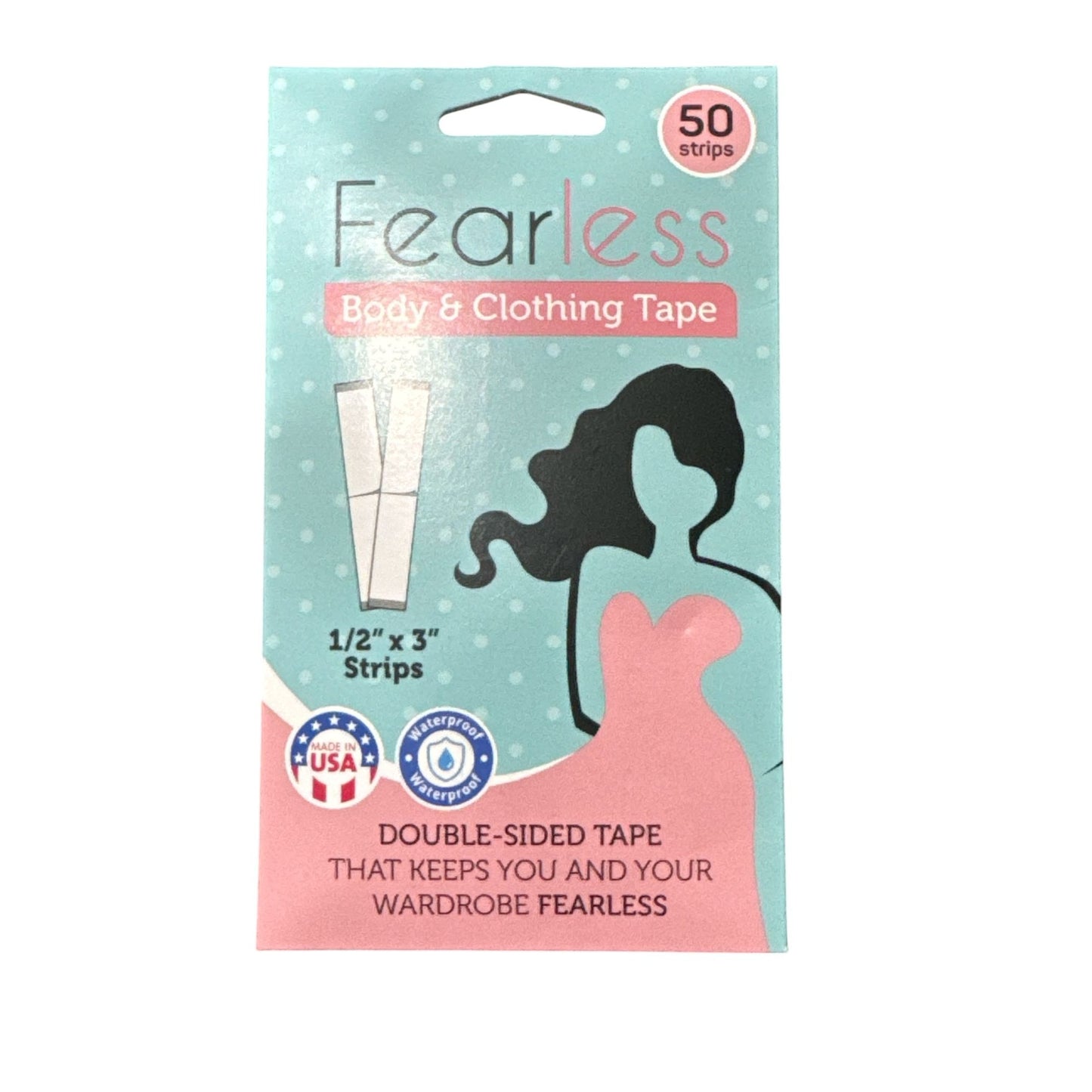 Fearless Body & Clothing Tape Waterproof Double-Sided Strips 50-Pack For Secure Wardrobe Fixes