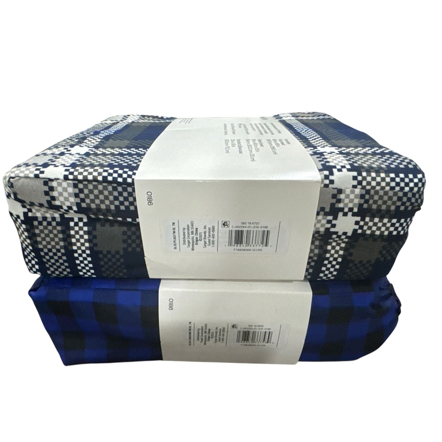 Room Essentials Twin XL Microfiber Sheet Sets Blue Plaid & Buffalo Check Patterns