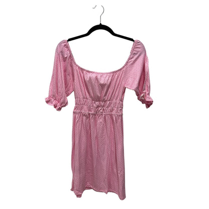 Velvet Torch Pink Floral Puff Sleeve Smocked Waist Mini Dress Size S