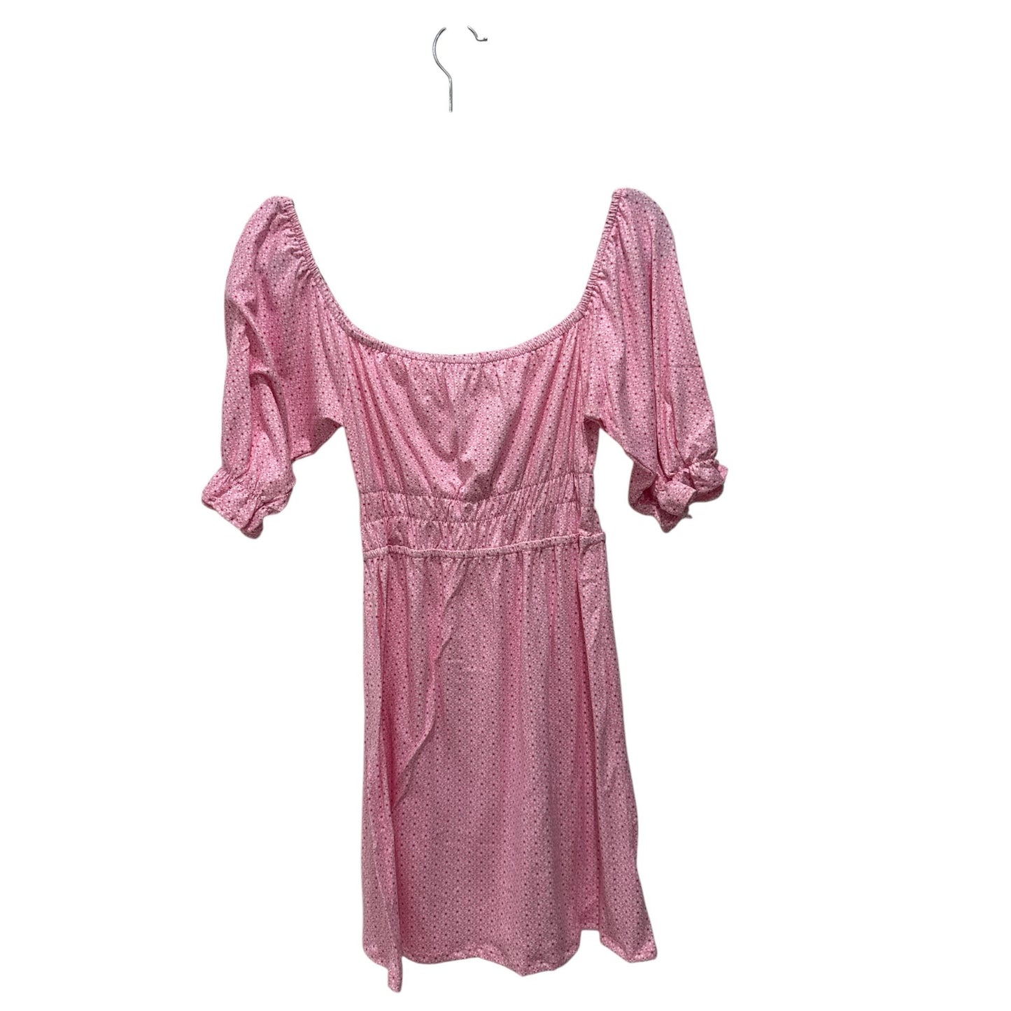 Velvet Torch Pink Floral Puff Sleeve Smocked Waist Mini Dress Size S